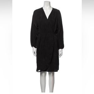 Rodebjer Black Silk V-Neck Wrap Dress XS/S